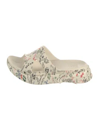 Pre-owned Givenchy Rubber Printed Slides In Neutrals