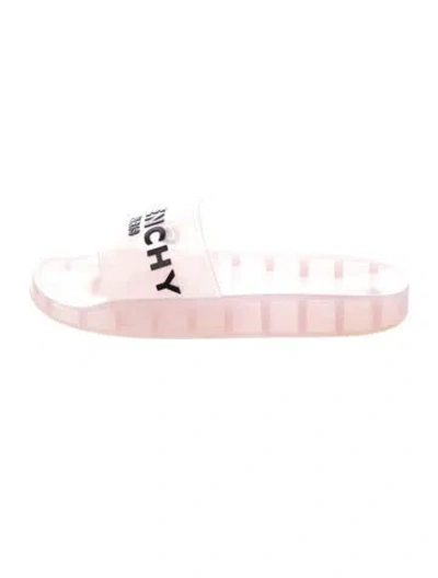 Pre-owned Givenchy Rubber Printed Slides In Pink