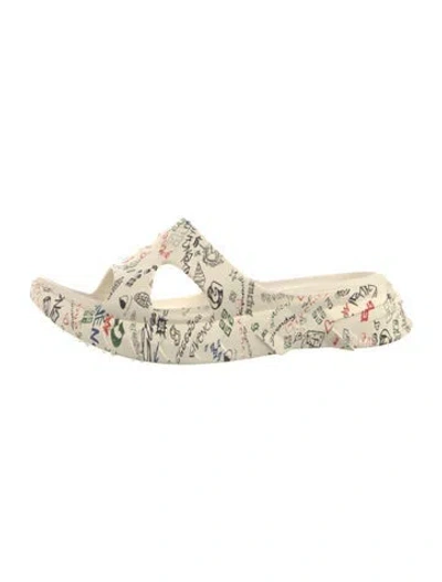 Pre-owned Givenchy Rubber Printed Slides W/ Tags In Neutral