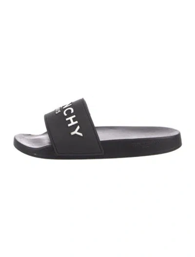 Pre-owned Givenchy Rubber Printed Slippers In Black