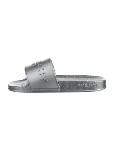 Pre-owned Givenchy Rubber Slides W/ Tags In Metallic/silver