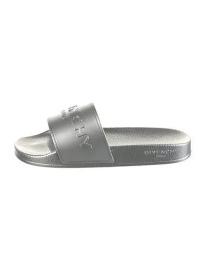 Pre-owned Givenchy Rubber Slides W/ Tags In Metallic/silver