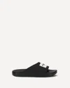 Givenchy Black Sandals With Wide Band And Contrasting Logo Patch In Rubber Man In Black