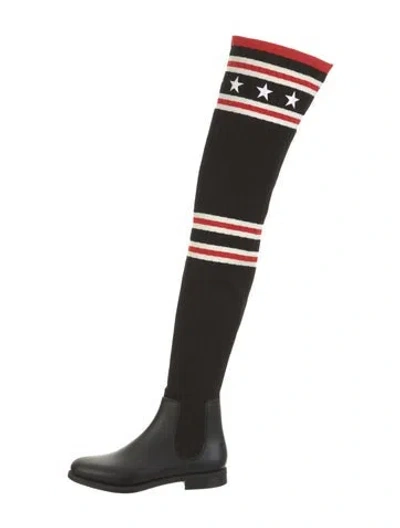 Pre-owned Givenchy Rubber Striped Rain Boots In Black