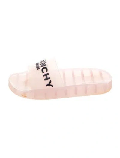 Pre-owned Givenchy Rubber Striped Slides In Pink