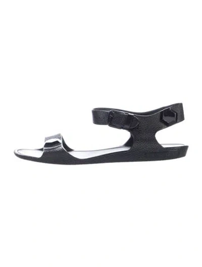 Pre-owned Givenchy Rubber T-strap Sandals In Black