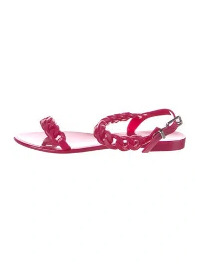 Pre-owned Givenchy Rubber T-strap Sandals In Pink