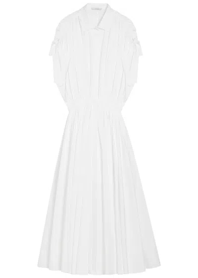Givenchy Ruched Cotton-poplin Midi Shirt Dress In White