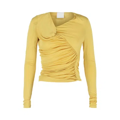 Pre-owned Givenchy Ruched Long-sleeve Top 'banana' | Yellow | Women's Size 34