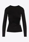 Givenchy Draped Top In Jersey And 4g Lace In Black