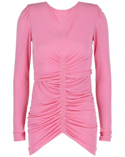 Givenchy Ruched Long-sleeve Top In Pink