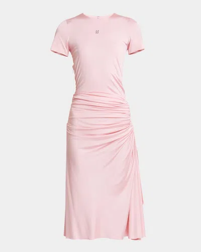 Givenchy Draped Dress In Jersey With 4g Liquid Detail In Candy Pink