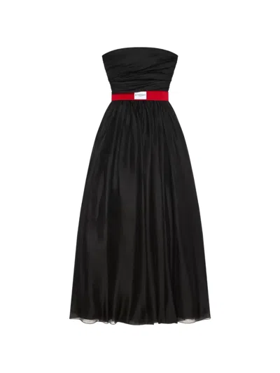 Givenchy Ruched Strapless Gown In Black