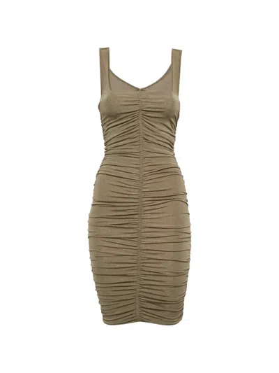 Pre-owned Givenchy Ruched-detail Mini Dress In Neutral