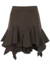 Givenchy Viscose Skirt With Elastic Waist And Ruffle Detail In Brown