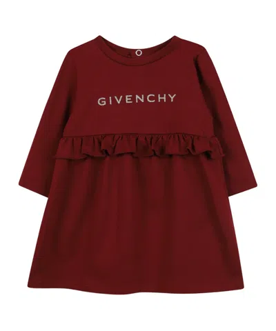 Givenchy Ruffle Dress In Burgundy