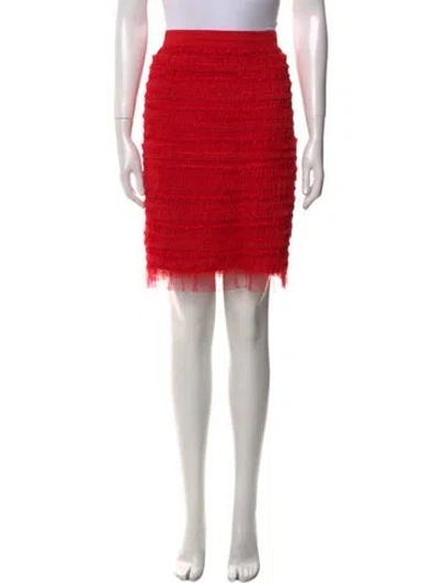 Pre-owned Givenchy Ruffle Embellishment Knee-length Skirt In Red