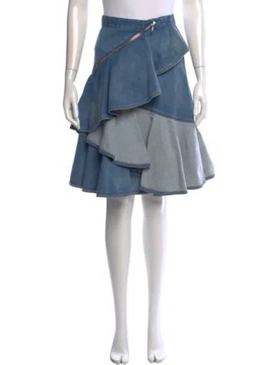 Pre-owned Givenchy Ruffle Embellishment Midi Length Skirt In Blue