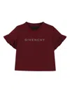 Givenchy Ruffle-trim Logo-print T-shirt In Red