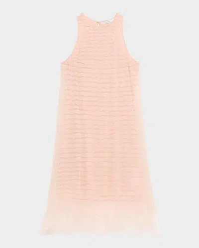 Givenchy Ruffle Tulle Sleeveless Mini Dress In Orange