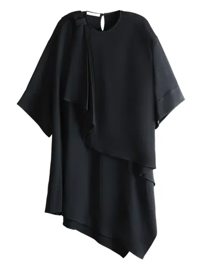 GIVENCHY RUFFLED ASYMMETRIC MIDI DRESS