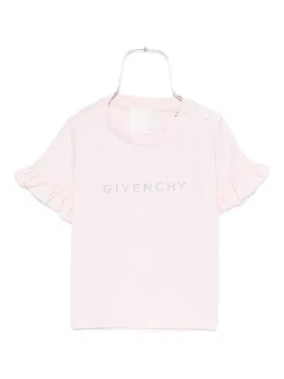 Givenchy Babies' Ruffled Logo T-shirt In Pink