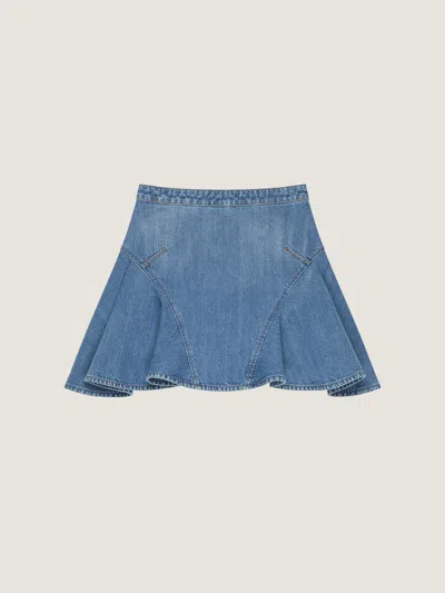 Givenchy Ruffled Mini Skirt In Washed Denim In Blue
