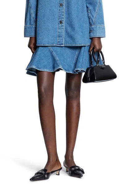 Givenchy Ruffled Mini Skirt In Washed Denim In Blue