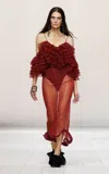 Givenchy Ruffled Sheer Knit Midi Dress In Red