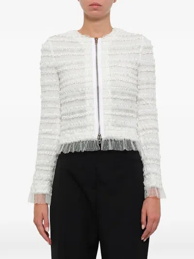 Givenchy Ruffled Sheer-panel Jacket In White
