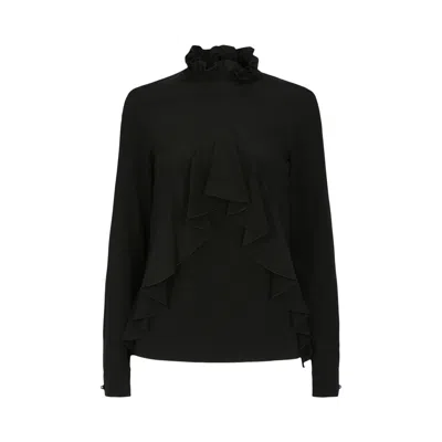 Pre-owned Givenchy Ruffled Silk Blouse 'black' | Women's Size 34
