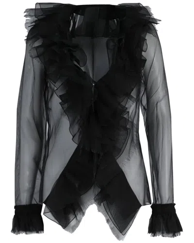 Givenchy Ruffled Silk-organza Blouse In Black