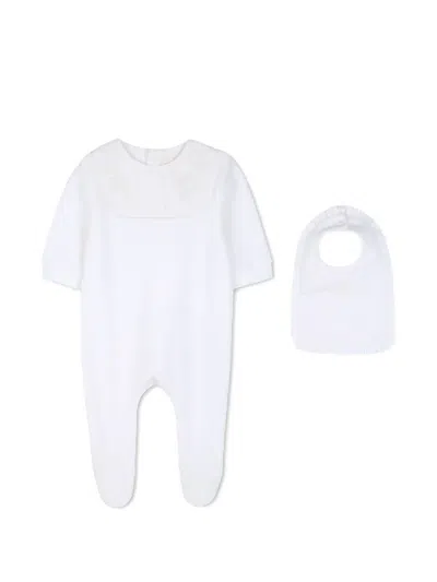 Givenchy Babies' Ruffle-trim Butterfly-embroidered Pajamas In White