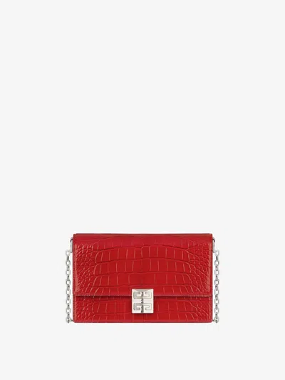 Givenchy 4g Medium Bag In Alligator With Chain In Red