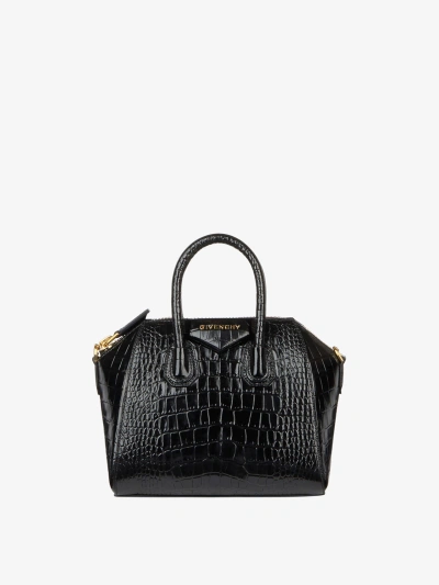 Givenchy Sac Antigona Mini En Cuir Façon Crocodile In Black