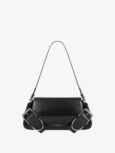 Givenchy Voyou Shoulder Flap Bag In Box Leather In Black