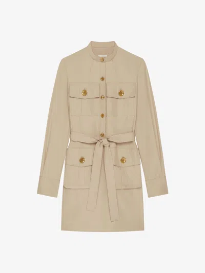 Givenchy Taupe Safari Dress In Poplin In Beige