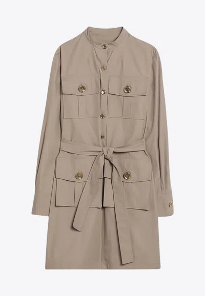 Givenchy Taupe Safari Dress In Poplin In Beige