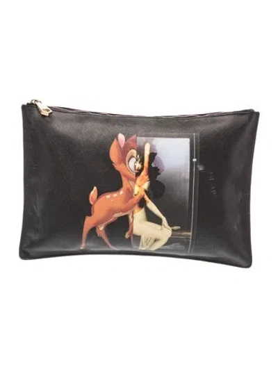 Pre-owned Givenchy Saffiano Leather Clutch In Black