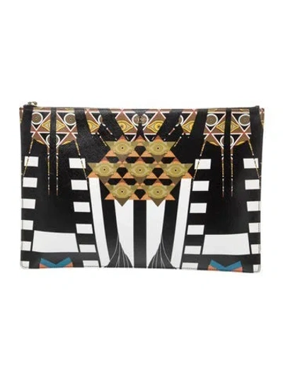 Pre-owned Givenchy Saffiano Leather Clutch In Black