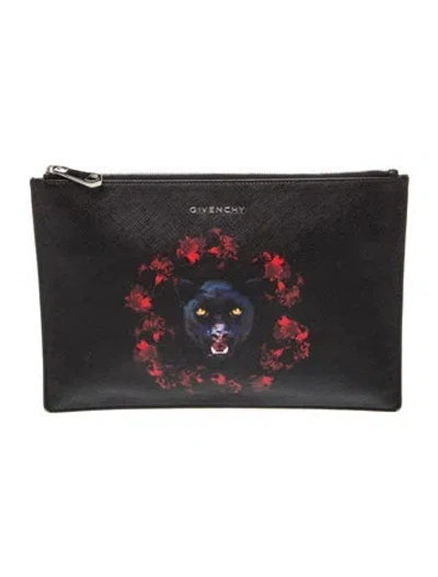 Pre-owned Givenchy Saffiano Leather Clutch In Black
