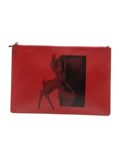Pre-owned Givenchy Saffiano Leather Clutch In Red