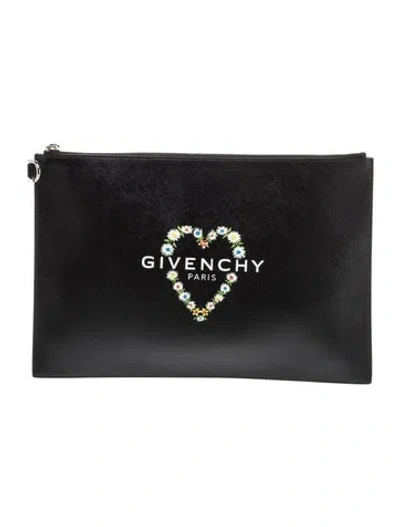 Pre-owned Givenchy Saffiano Leather Portfolio In Black