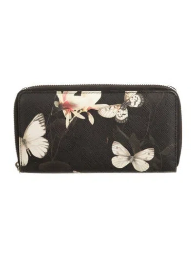 Pre-owned Givenchy Saffiano Leather Printed Continental Wallet In Black