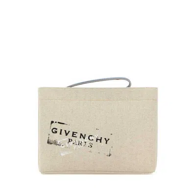 Givenchy Sand Canvas Clutch Beigeblack