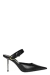Givenchy Open Back Pointed Toe Sandals With Textured Heel In Black