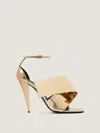 Givenchy Sliced Square Heeled Sandals In Mirror Effect Leather In Gold