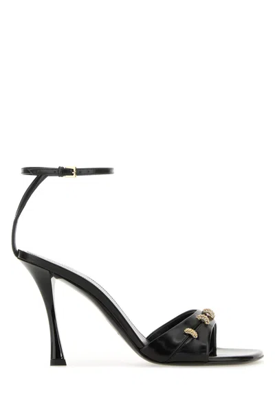 GIVENCHY GIVENCHY BLACK LEATHER STITCH SANDALS