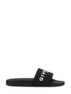 Givenchy Black Logo Embossed Slides In Black