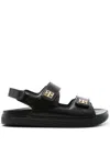Givenchy Women Leather Sandals With 4g Metal Details In Black